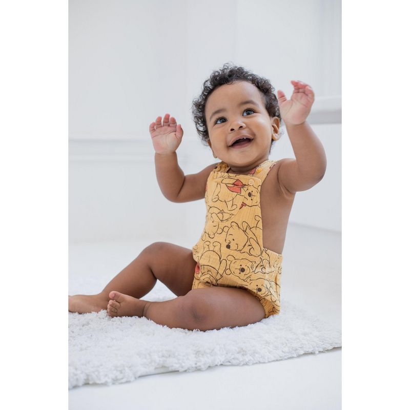 Disney Winnie the Pooh Baby Cotton Gauze Short Overalls Newborn to Infant, 4 of 8