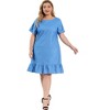 Agnes Orinda Women's Plus Size Cross Back Ruffle Hem Formal Chambray T-Shirt Dresses - 4 of 4