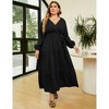 Clearlove Women's Plus Size V-Neck Long Sleeves A-Line Pleated Floor Length Formal Dress - 2 of 4