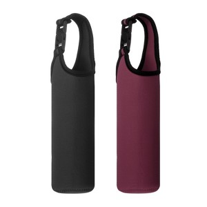Unique Bargains Elastic Neoprene Commuting Jogging Cycling Insulated Bottle Sleeves with Carrying Handle 2 Pcs - 1 of 4