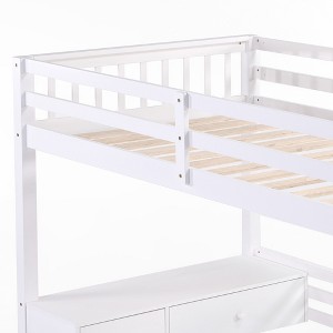 CSBDHome Twin Loft Bed With Built-In-Desk & Cabinet - 1 of 4