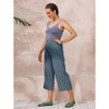 ECUPPER Womens Cotton Cropped Pants Loose Fit Wide Leg Capri Casual Plus Size Elastic Waist Trousers - 4 of 4