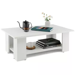 Costway Coffee Table 2-Tier Modern Center Cocktail Table W/Storage Shelf for Living Room