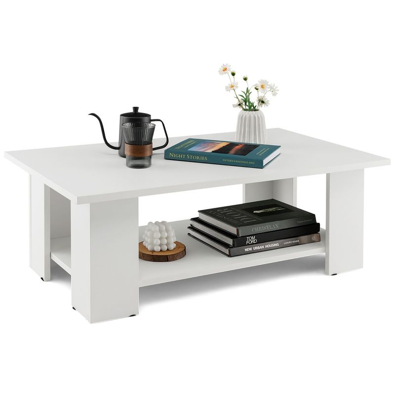 Costway Coffee Table 2-Tier Modern Center Cocktail Table W/Storage Shelf for Living Room, 1 of 11