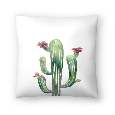 Cactus With Flowers By Tanya Shumkina 16 X 16 Throw Pillow