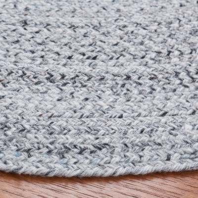 Silver Round Handwoven Braided Reversible Area Rug