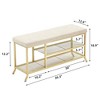 Homhougo 2 Tier Entryway Bench - Modern Shoe Storage Bench Organizer with Cushion Gold - 2 of 4