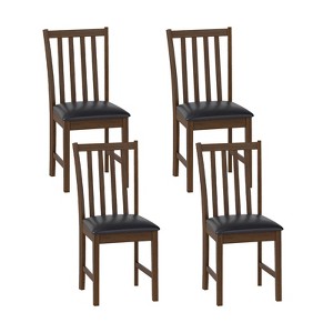 Tangkula Wooden Dining Chair Set of 4 w/Rubber Wood Frame & Padded Seat & Curved Back - 1 of 4