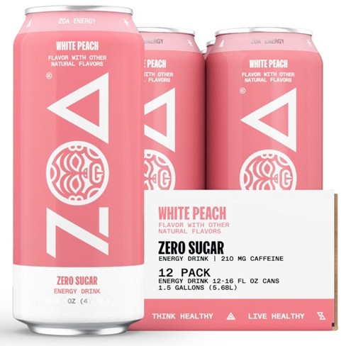 ZOA Zero Sugar Energy Drinks,White Peach - 16 Fl Oz Can (Pack of 12) - image 1 of 4