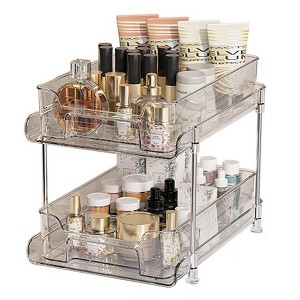 Bathroom Storage Organizer With Dividers, Pull Out Counter Organizer, Clear Under Sink Organizers for Kitchen Pantry Cabinet Transparent - 1 of 4
