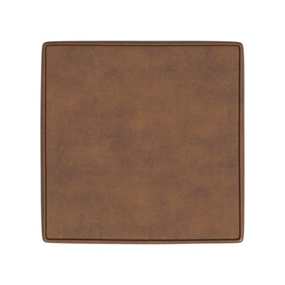 Brown Faux Leather Tufted Square Storage Ottoman with Lift Off Top
