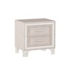 LIVAREEmlen Mid Century Vintage Nightstand with Silver Glitter Strip Decor and Metal Legs 2 Drawers Fully Assembled Except Legs and Handles, Beige - 4 of 4