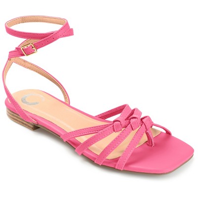 Journee Collection Womens Indee Ankle Wrap Low Block Heel Sandals Pink 7.5