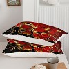 Red Golden Butterfly Comforter Set,Vibrant Red Rose Bedding Set,Flower Butterflies Quilt Set for Adults, three-piece set - 4 of 4