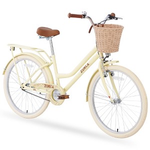YONWAY 24 inch Bicycle, Garden & Outdoor Comfort Bike with Adjustable Saddle & Full-Coverage Chain Guard & Basket for 10+ Years Old Girls - 1 of 4