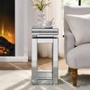 Gulches Silver Square MDF Indoor Accent End Table 2-Tier with Mirrored Top Crystal Inlay Storage 11x11x26 Inch - 2 of 4