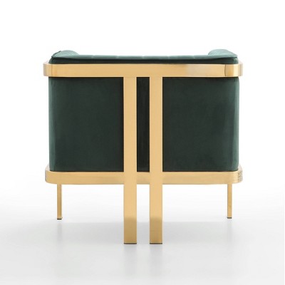 Paramount Forest Green Velvet Accent Armchair with Polished Brass Frame
