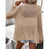 Womens Lightweight Crochet Cardigan Sweater Rib Knit Open Front Mesh Cardigan Sweater Coats - 2 of 4
