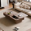 Square Coffee Table Accent Table Center Table with Hidden Storage, Mid-Century Modern Fluted Coffee Table - ModernLuxe - 3 of 4