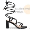Perphy Women's Square Toe Strappy Lace Up Slingback Chunky Heel Sandals - 4 of 4