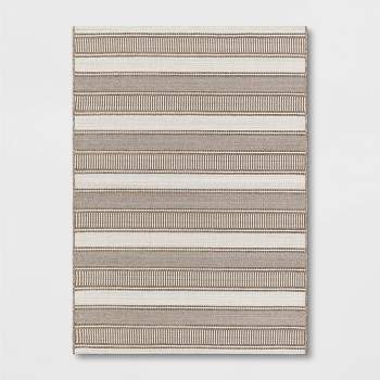 5' x 7' Woven Stripe Outdoor Rug Khaki/Ivory - Threshold™