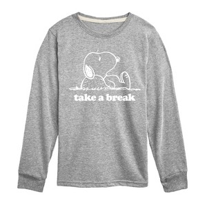 Boys' - Peanuts - Take A Break Long Sleeve Graphic T-Shirt - 1 of 4