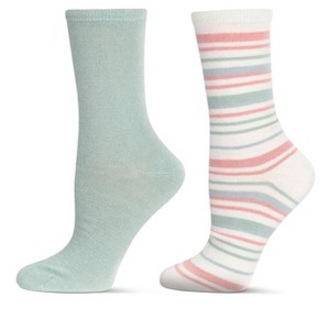 MeMoi Women's 2 Pair Pack Cashmere Blend Crew Socks - 1 of 2