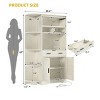 Tall Wood Pantry Cabinet with Adjustable Shelves and Drawers, Freestanding Organizer, Versatile Storage for Kitchen, Dining, or Living Room, White - 3 of 4
