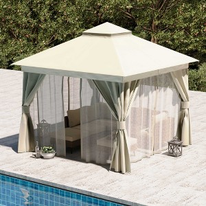 Decksplore 10'x10' Patio Gazebo with Double Roof Mosquito Net Privacy Screens - 1 of 4