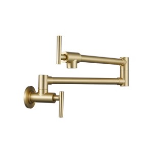 Yukimo Wall Mount Folding Kitchen Pot Filler Faucet, Brass Faucet with 360° Swivel Arm and Dual Handles - 1 of 4
