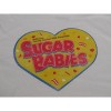 Sugar Babies Distressed Confetti Heart Logo Women's White Cropped Tee - 2 of 3