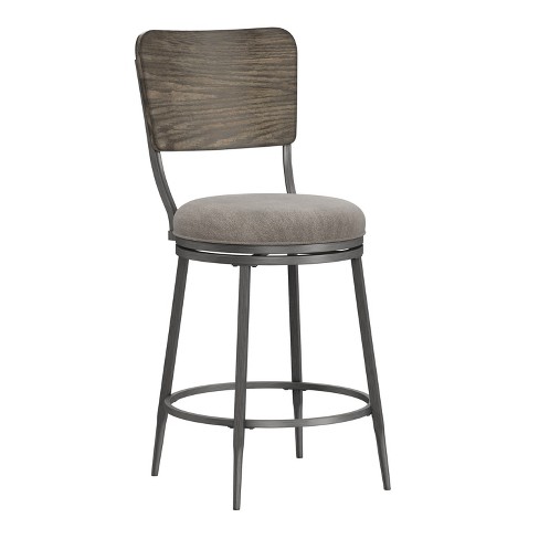 Garren Metal Counter Height Swivel Stool Rubbed Pewter Hillsdale Furniture