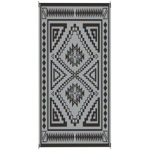 Aghana Digitals Reversible Polypropylene Outdoor Rug 9'x18' with Carry Bag, Blue & White Square - 1 of 4