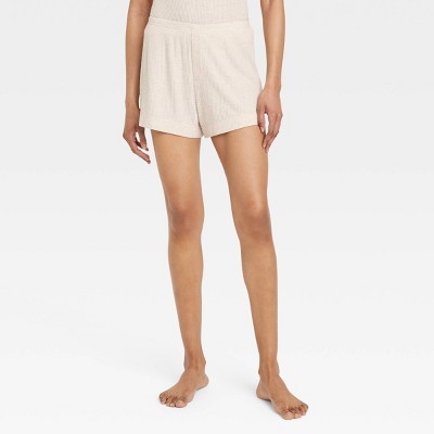 Image of Women's Cozy Ribbed Shorts - Auden™ Oatmeal L