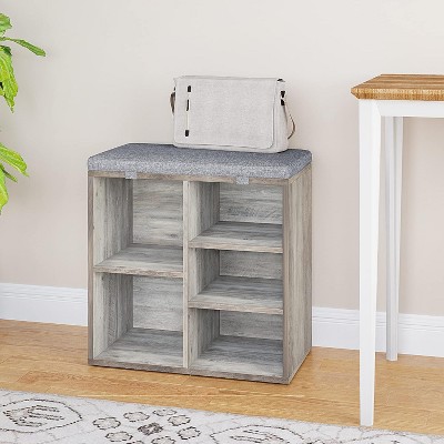 Shoe Storage Bench Cubby Organizer, Shoe Rack Bench with 3-Tier Adjustable Shelf for Living Room, Hallway ,Bedroom