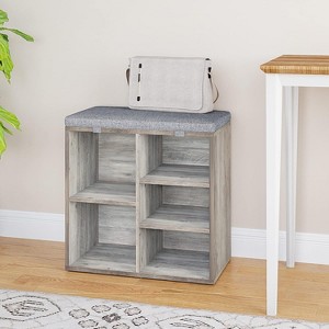 Shoe Storage Bench Cubby Organizer, Shoe Rack Bench with 3-Tier Adjustable Shelf for Living Room, Hallway ,Bedroom - 1 of 4
