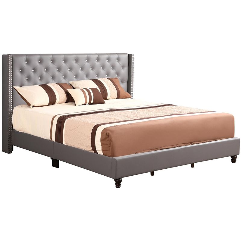 Passion Furniture Julie Tufted UpholsteLow Profile King Panel Bed, 1 of 8