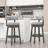 Tangkula Set of 4 Upholstered Swivel Bar Stools Wooden Bar Height Kitchen Chairs Gray - 3 of 4