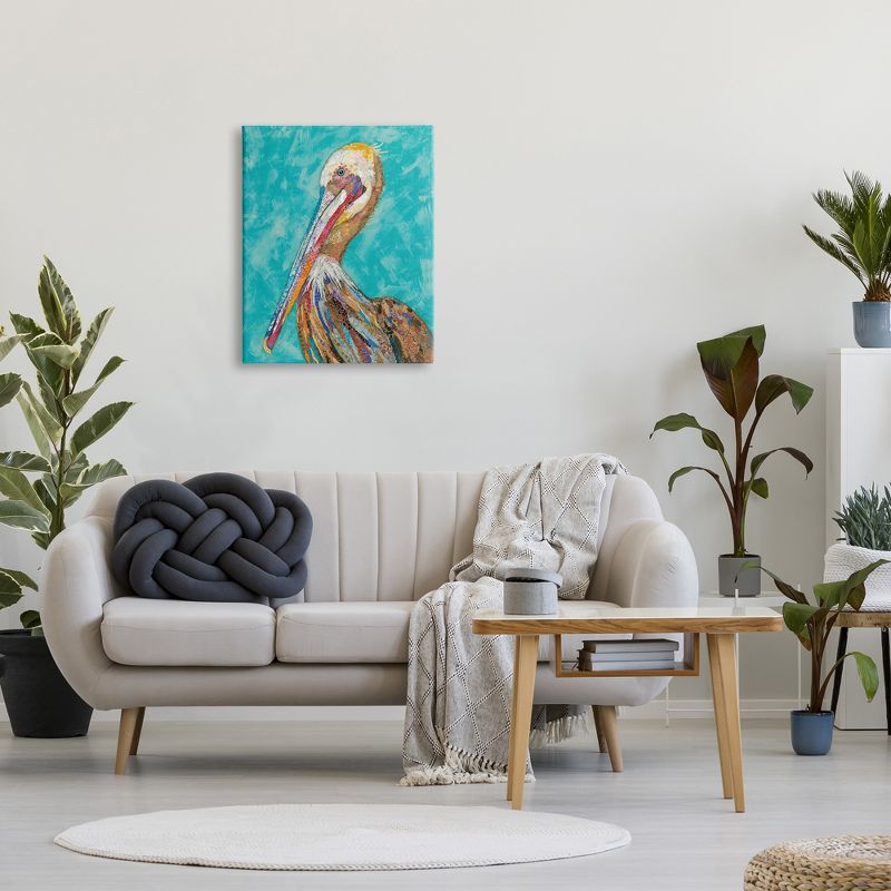 Stupell Industries Bold Pelican Bird with Pattern Gallery Wrapped Canvas Wall Art, 3 of 5