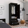 Gulches Modern Armoire, Double Door, Two Drawers, Metal Handles, White Finish, 10.9"W x 43.9"H - 2 of 4