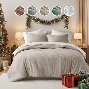 3Pcs Woven Waffle-Weave Knit Comforter Sets, Chic Vintage Style Boho Bed Set for All Season, Premium Breathable Bedding for Luxury Decor Style - 1 of 4