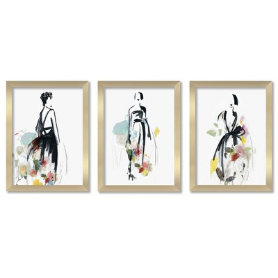 Americanflat Minimalist Modern (set Of 3) Brush Portrait By Anne Tavoletti  Framed Triptych Wall Art Set : Target