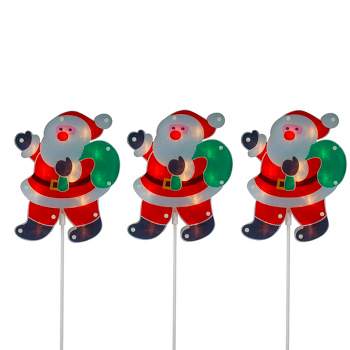 Northlight Set of 3 Lighted Holographic Santa Claus Christmas Pathway Markers 25"