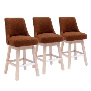 WestinTrends 26" Upholstered Swivel Counter Height Bar Stools (Set of 3) - 1 of 3