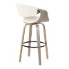 LumiSource Set of 2 Symphony Barstools Light Gray Wood/White PU/Black Metal: Fixed-Height, Swivel - 4 of 4