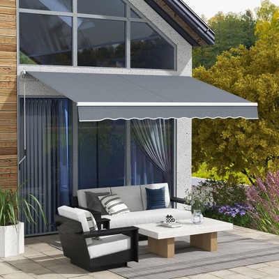 Dark Gray Aluminum and Steel Retractable Patio Awning