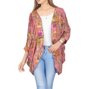 LA LEELA Women's Holiday Swimwear Coverups Summer Plus Size Open Front Holiday Beachwear Vacation Mini Bathing Suit Duster Cardigan - 1 of 4