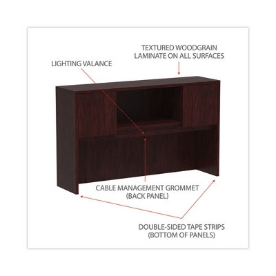 Mahogany Woodgrain Laminate Office Desk Hutch with Doors