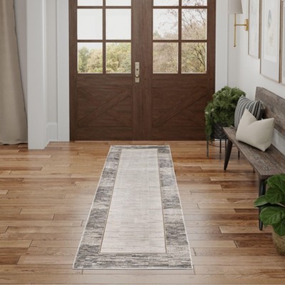 Desire 26" Grey Black Abstract Synthetic Area Rug
