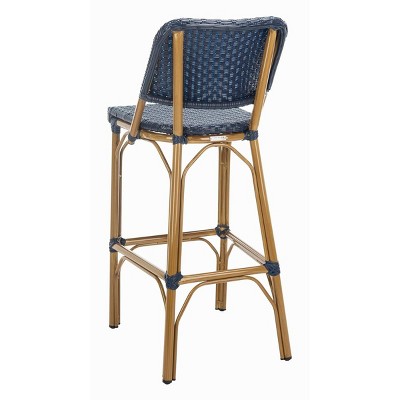 Tropical Chic Black PE Rattan High Back Bar Stool 17"x20"x41"